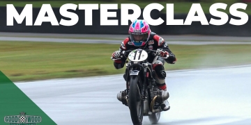 Vintage Audi ace whips ancient Beemer on slick circuit