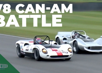 Titans Clash: McLaren and Lola V8s Duel in Can-Am Showdown